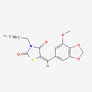 molecular formula C15H11NO5S B11630778 (5E)-5-[(7-methoxy-1,3-benzodioxol-5-yl)methylidene]-3-(prop-2-yn-1-yl)-1,3-thiazolidine-2,4-dione 