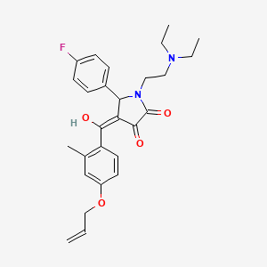 molecular formula C27H31FN2O4 B11630786 1-[2-(diethylamino)ethyl]-5-(4-fluorophenyl)-3-hydroxy-4-{[2-methyl-4-(prop-2-en-1-yloxy)phenyl]carbonyl}-1,5-dihydro-2H-pyrrol-2-one 