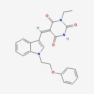 molecular formula C23H21N3O4 B11630790 (5E)-1-ethyl-5-{[1-(2-phenoxyethyl)-1H-indol-3-yl]methylidene}pyrimidine-2,4,6(1H,3H,5H)-trione 