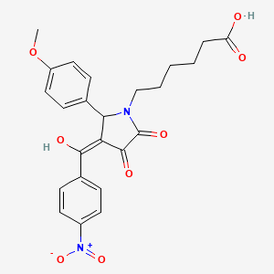 molecular formula C24H24N2O8 B11630792 6-[(3E)-3-[hydroxy(4-nitrophenyl)methylidene]-2-(4-methoxyphenyl)-4,5-dioxopyrrolidin-1-yl]hexanoic acid 