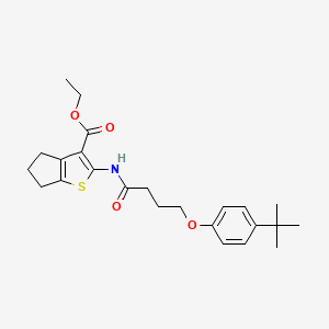 molecular formula C24H31NO4S B11630821 ethyl 2-{[4-(4-tert-butylphenoxy)butanoyl]amino}-5,6-dihydro-4H-cyclopenta[b]thiophene-3-carboxylate 