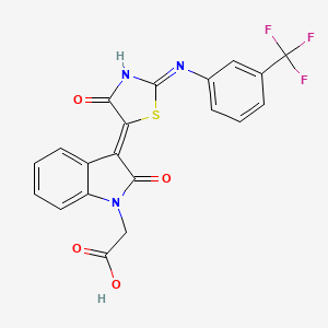 molecular formula C20H12F3N3O4S B11630838 {(3Z)-3-[(2Z)-4-hydroxy-2-{[3-(trifluoromethyl)phenyl]imino}-1,3-thiazol-5(2H)-ylidene]-2-oxo-2,3-dihydro-1H-indol-1-yl}acetic acid 