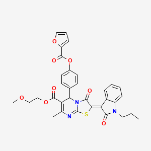 2-methoxyethyl (2Z)-5-{4-[(furan-2-ylcarbonyl)oxy]phenyl}-7-methyl-3-oxo-2-(2-oxo-1-propyl-1,2-dihydro-3H-indol-3-ylidene)-2,3-dihydro-5H-[1,3]thiazolo[3,2-a]pyrimidine-6-carboxylate