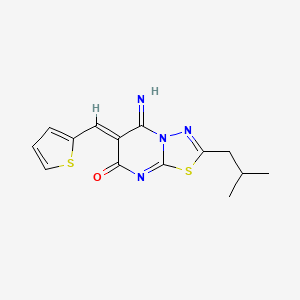 (6Z)-5-imino-2-(2-methylpropyl)-6-(thiophen-2-ylmethylidene)-5,6-dihydro-7H-[1,3,4]thiadiazolo[3,2-a]pyrimidin-7-one