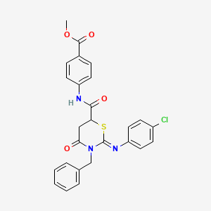 molecular formula C26H22ClN3O4S B11630853 methyl 4-[({(2Z)-3-benzyl-2-[(4-chlorophenyl)imino]-4-oxo-1,3-thiazinan-6-yl}carbonyl)amino]benzoate 