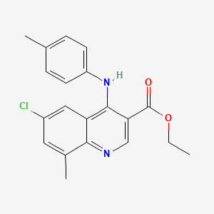 molecular formula C20H19ClN2O2 B11630868 Ethyl 6-chloro-8-methyl-4-[(4-methylphenyl)amino]quinoline-3-carboxylate 