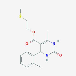 molecular formula C16H20N2O3S B11630889 2-(Methylsulfanyl)ethyl 6-methyl-4-(2-methylphenyl)-2-oxo-1,2,3,4-tetrahydropyrimidine-5-carboxylate 