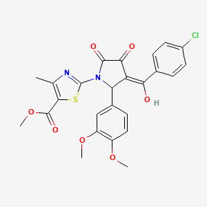 methyl 2-[(3E)-3-[(4-chlorophenyl)(hydroxy)methylidene]-2-(3,4-dimethoxyphenyl)-4,5-dioxopyrrolidin-1-yl]-4-methyl-1,3-thiazole-5-carboxylate