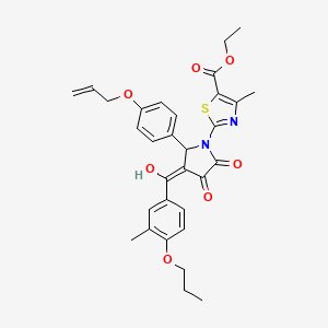 molecular formula C31H32N2O7S B11630897 ethyl 2-[2-[4-(allyloxy)phenyl]-4-hydroxy-3-(3-methyl-4-propoxybenzoyl)-5-oxo-2,5-dihydro-1H-pyrrol-1-yl]-4-methyl-1,3-thiazole-5-carboxylate 