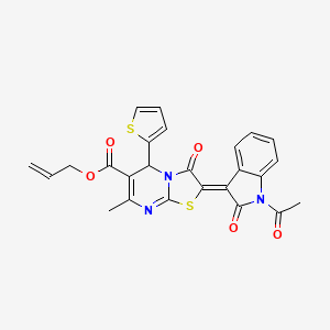 prop-2-en-1-yl (2Z)-2-(1-acetyl-2-oxo-1,2-dihydro-3H-indol-3-ylidene)-7-methyl-3-oxo-5-(thiophen-2-yl)-2,3-dihydro-5H-[1,3]thiazolo[3,2-a]pyrimidine-6-carboxylate