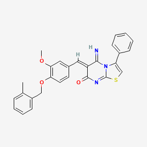 (6Z)-5-imino-6-{3-methoxy-4-[(2-methylbenzyl)oxy]benzylidene}-3-phenyl-5,6-dihydro-7H-[1,3]thiazolo[3,2-a]pyrimidin-7-one