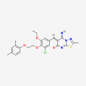 (6Z)-6-{3-chloro-4-[2-(2,4-dimethylphenoxy)ethoxy]-5-ethoxybenzylidene}-5-imino-2-methyl-5,6-dihydro-7H-[1,3,4]thiadiazolo[3,2-a]pyrimidin-7-one