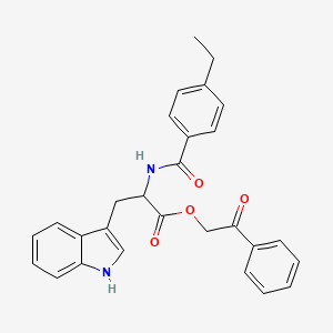 molecular formula C28H26N2O4 B11630967 2-oxo-2-phenylethyl N-[(4-ethylphenyl)carbonyl]tryptophanate 