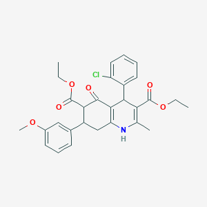 Diethyl 4-(2-chlorophenyl)-7-(3-methoxyphenyl)-2-methyl-5-oxo-1,4,5,6,7,8-hexahydro-3,6-quinolinedicarboxylate