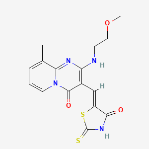 molecular formula C16H16N4O3S2 B11630997 2-[(2-methoxyethyl)amino]-9-methyl-3-[(Z)-(4-oxo-2-thioxo-1,3-thiazolidin-5-ylidene)methyl]-4H-pyrido[1,2-a]pyrimidin-4-one 