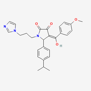 molecular formula C27H29N3O4 B11631002 3-hydroxy-1-[3-(1H-imidazol-1-yl)propyl]-4-(4-methoxybenzoyl)-5-[4-(propan-2-yl)phenyl]-2,5-dihydro-1H-pyrrol-2-one 