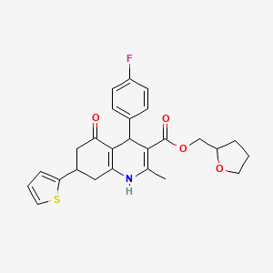 Tetrahydrofuran-2-ylmethyl 4-(4-fluorophenyl)-2-methyl-5-oxo-7-(thiophen-2-yl)-1,4,5,6,7,8-hexahydroquinoline-3-carboxylate