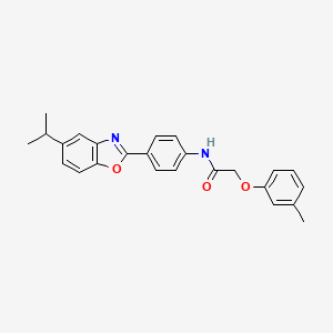 2-(3-methylphenoxy)-N-{4-[5-(propan-2-yl)-1,3-benzoxazol-2-yl]phenyl}acetamide