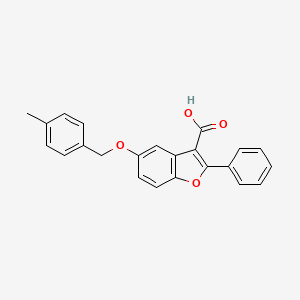 molecular formula C23H18O4 B11631032 5-[(4-Methylphenyl)methoxy]-2-phenyl-1-benzofuran-3-carboxylic acid 