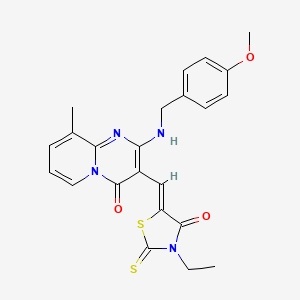 3-[(Z)-(3-ethyl-4-oxo-2-thioxo-1,3-thiazolidin-5-ylidene)methyl]-2-[(4-methoxybenzyl)amino]-9-methyl-4H-pyrido[1,2-a]pyrimidin-4-one