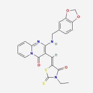 2-[(1,3-benzodioxol-5-ylmethyl)amino]-3-[(Z)-(3-ethyl-4-oxo-2-thioxo-1,3-thiazolidin-5-ylidene)methyl]-4H-pyrido[1,2-a]pyrimidin-4-one