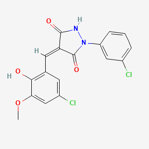 (4Z)-4-(5-chloro-2-hydroxy-3-methoxybenzylidene)-1-(3-chlorophenyl)pyrazolidine-3,5-dione