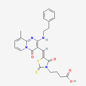 4-[(5Z)-5-({9-methyl-4-oxo-2-[(2-phenylethyl)amino]-4H-pyrido[1,2-a]pyrimidin-3-yl}methylidene)-4-oxo-2-thioxo-1,3-thiazolidin-3-yl]butanoic acid