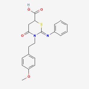 molecular formula C20H20N2O4S B11631114 (2Z)-3-[2-(4-methoxyphenyl)ethyl]-4-oxo-2-(phenylimino)-1,3-thiazinane-6-carboxylic acid 