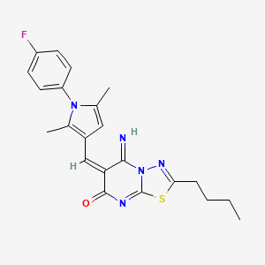 (6E)-2-butyl-6-{[1-(4-fluorophenyl)-2,5-dimethyl-1H-pyrrol-3-yl]methylidene}-5-imino-5,6-dihydro-7H-[1,3,4]thiadiazolo[3,2-a]pyrimidin-7-one