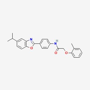 2-(2-methylphenoxy)-N-{4-[5-(propan-2-yl)-1,3-benzoxazol-2-yl]phenyl}acetamide