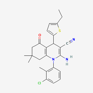 2-Amino-1-(3-chloro-2-methylphenyl)-4-(5-ethylthiophen-2-yl)-7,7-dimethyl-5-oxo-1,4,5,6,7,8-hexahydroquinoline-3-carbonitrile