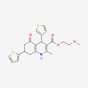 2-Methoxyethyl 2-methyl-5-oxo-7-(thiophen-2-yl)-4-(thiophen-3-yl)-1,4,5,6,7,8-hexahydroquinoline-3-carboxylate