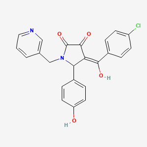 molecular formula C23H17ClN2O4 B11631166 4-(4-chlorobenzoyl)-3-hydroxy-5-(4-hydroxyphenyl)-1-[(pyridin-3-yl)methyl]-2,5-dihydro-1H-pyrrol-2-one 