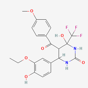 6-(3-Ethoxy-4-hydroxy-phenyl)-4-hydroxy-5-(4-methoxy-benzoyl)-4-trifluoromethyl-tetrahydro-pyrimidin-2-one