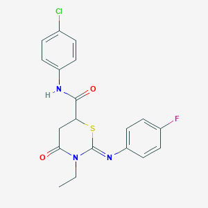 (2Z)-N-(4-chlorophenyl)-3-ethyl-2-[(4-fluorophenyl)imino]-4-oxo-1,3-thiazinane-6-carboxamide