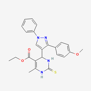 ethyl 4-[3-(4-methoxyphenyl)-1-phenyl-1H-pyrazol-4-yl]-6-methyl-2-thioxo-1,2,3,4-tetrahydropyrimidine-5-carboxylate