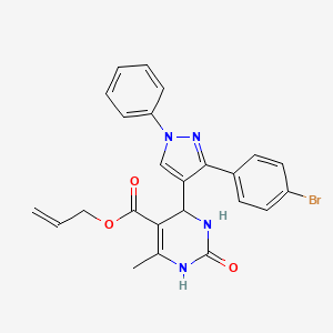 molecular formula C24H21BrN4O3 B11631256 prop-2-en-1-yl 4-[3-(4-bromophenyl)-1-phenyl-1H-pyrazol-4-yl]-6-methyl-2-oxo-1,2,3,4-tetrahydropyrimidine-5-carboxylate 