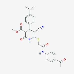 Methyl 6-({2-[(4-acetylphenyl)amino]-2-oxoethyl}sulfanyl)-5-cyano-2-hydroxy-4-[4-(propan-2-yl)phenyl]-3,4-dihydropyridine-3-carboxylate