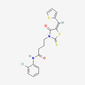 molecular formula C18H15ClN2O2S3 B11631262 N-(2-chlorophenyl)-4-[(5E)-4-oxo-5-(thiophen-2-ylmethylidene)-2-thioxo-1,3-thiazolidin-3-yl]butanamide 