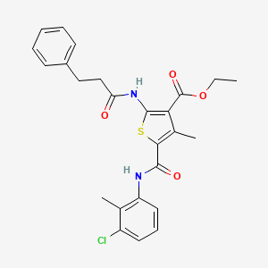 Ethyl 5-[(3-chloro-2-methylphenyl)carbamoyl]-4-methyl-2-[(3-phenylpropanoyl)amino]thiophene-3-carboxylate