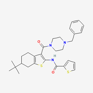 molecular formula C29H35N3O2S2 B11631314 N-[3-(4-benzylpiperazine-1-carbonyl)-6-tert-butyl-4,5,6,7-tetrahydro-1-benzothiophen-2-yl]thiophene-2-carboxamide 