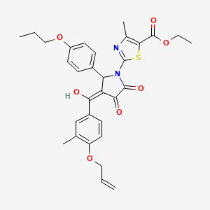 ethyl 2-[3-hydroxy-4-{[3-methyl-4-(prop-2-en-1-yloxy)phenyl]carbonyl}-2-oxo-5-(4-propoxyphenyl)-2,5-dihydro-1H-pyrrol-1-yl]-4-methyl-1,3-thiazole-5-carboxylate