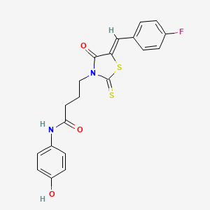 4-[(5Z)-5-[(4-fluorophenyl)methylidene]-4-oxo-2-sulfanylidene-1,3-thiazolidin-3-yl]-N-(4-hydroxyphenyl)butanamide