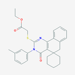 ethyl {[3-(3-methylphenyl)-4-oxo-4,6-dihydro-3H-spiro[benzo[h]quinazoline-5,1'-cyclohexan]-2-yl]sulfanyl}acetate