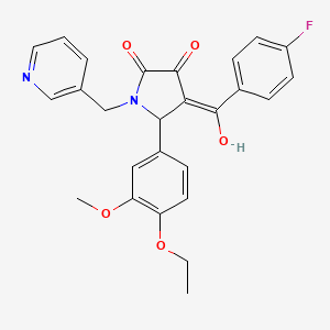 molecular formula C26H23FN2O5 B11631395 5-(4-ethoxy-3-methoxyphenyl)-4-[(4-fluorophenyl)carbonyl]-3-hydroxy-1-(pyridin-3-ylmethyl)-1,5-dihydro-2H-pyrrol-2-one 