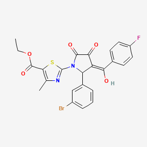 ethyl 2-{(3E)-2-(3-bromophenyl)-3-[(4-fluorophenyl)(hydroxy)methylidene]-4,5-dioxopyrrolidin-1-yl}-4-methyl-1,3-thiazole-5-carboxylate