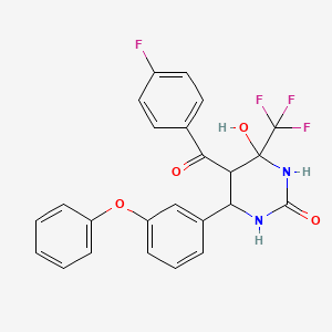 molecular formula C24H18F4N2O4 B11631428 5-(4-Fluorobenzoyl)-4-hydroxy-6-(3-phenoxyphenyl)-4-(trifluoromethyl)-1,3-diazinan-2-one 