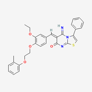 (6Z)-6-{3-ethoxy-4-[2-(2-methylphenoxy)ethoxy]benzylidene}-5-imino-3-phenyl-5,6-dihydro-7H-[1,3]thiazolo[3,2-a]pyrimidin-7-one