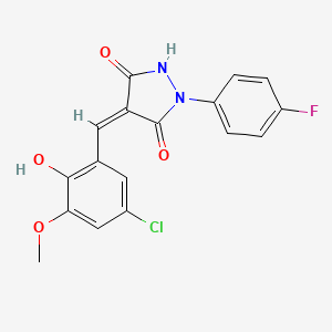 (4Z)-4-(5-chloro-2-hydroxy-3-methoxybenzylidene)-1-(4-fluorophenyl)pyrazolidine-3,5-dione