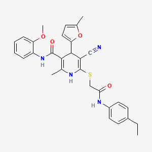 5-cyano-6-({2-[(4-ethylphenyl)amino]-2-oxoethyl}sulfanyl)-N-(2-methoxyphenyl)-2-methyl-4-(5-methylfuran-2-yl)-1,4-dihydropyridine-3-carboxamide